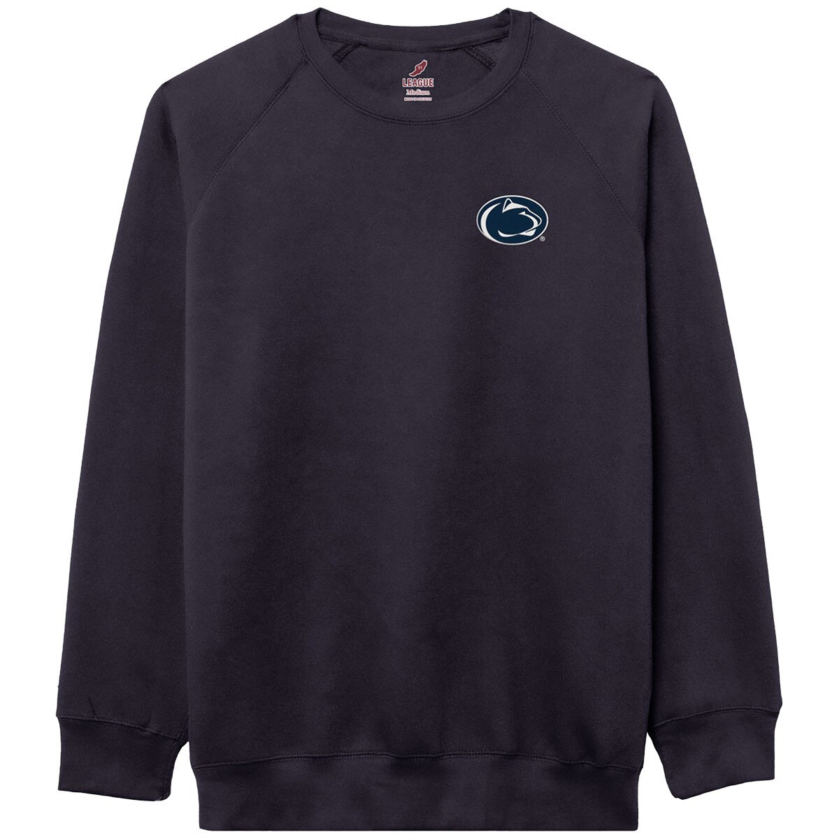 navy crew neck sweatshirt with Penn State Athletic Logo on left chest